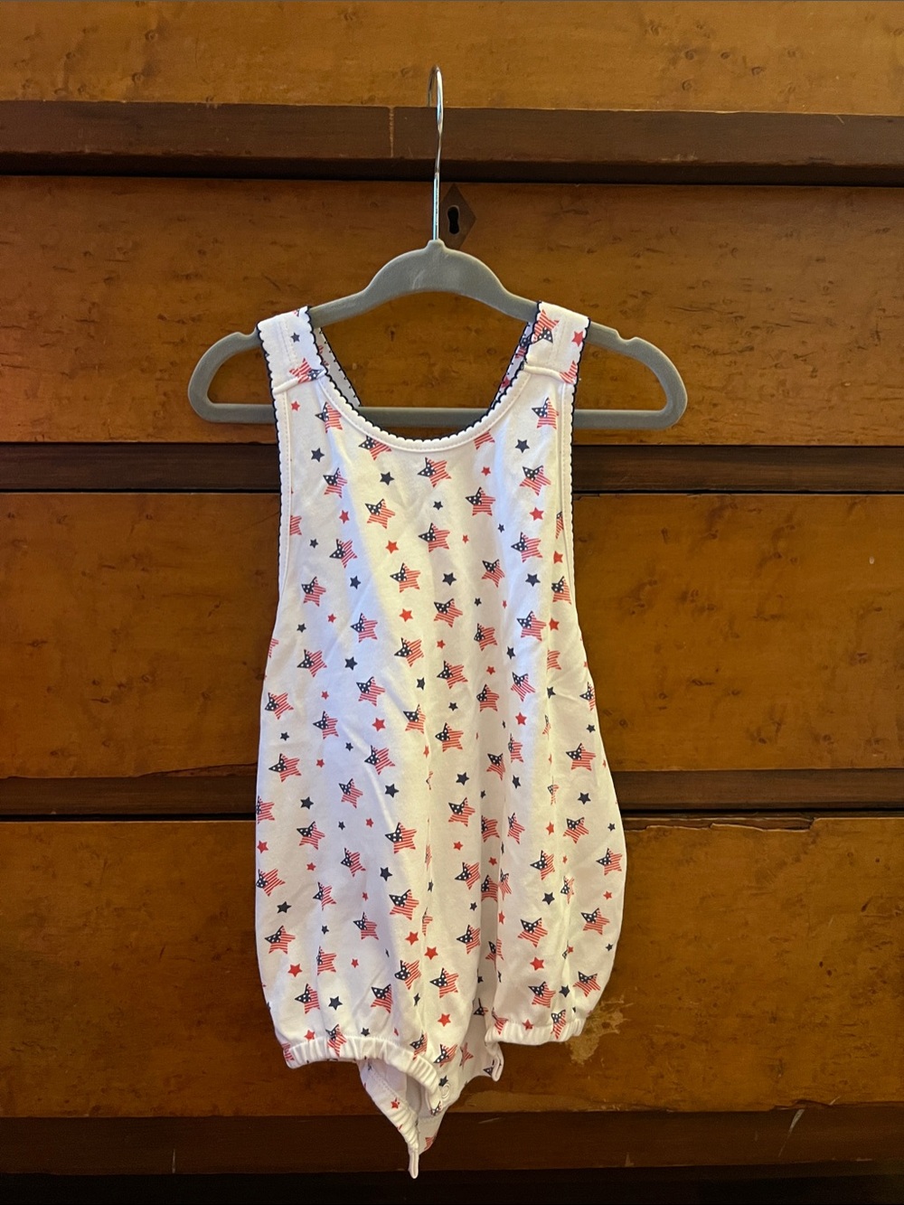 Kissy Kissy Sleeveless Baby Romper with USA Red & Navy Star Print